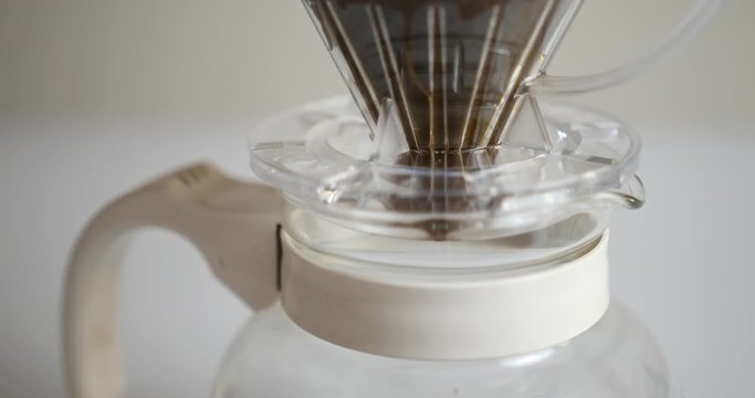 Close up shot of making hand drip coffee