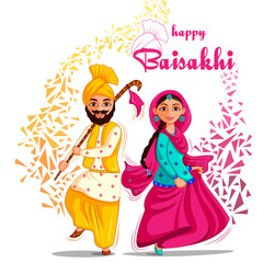 Obraz na płótnie Canvas vector illustration of Greetings background for Punjabi New Year festival Vaisakhi celebrated in Punjab India