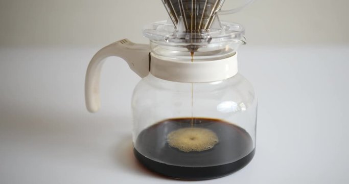 Close up shot of making hand drip coffee