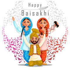 Fototapeta na wymiar vector illustration of Greetings background for Punjabi New Year festival Vaisakhi celebrated in Punjab India