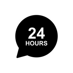 24 hours sign black and white color vector