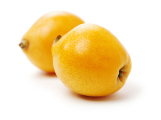 Close up view of some loquat fruit isolated on a white background 