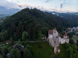 Fototapeta na wymiar Bran castle aerial view, Romania, Europe 