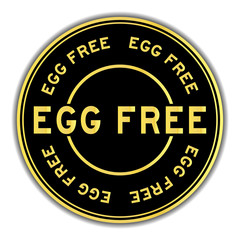 Black and gold color egg free word round seal sticker on white background