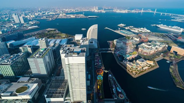 time lapse of Yokohama Cityscape at Minato Mirai waterfront district, Japan