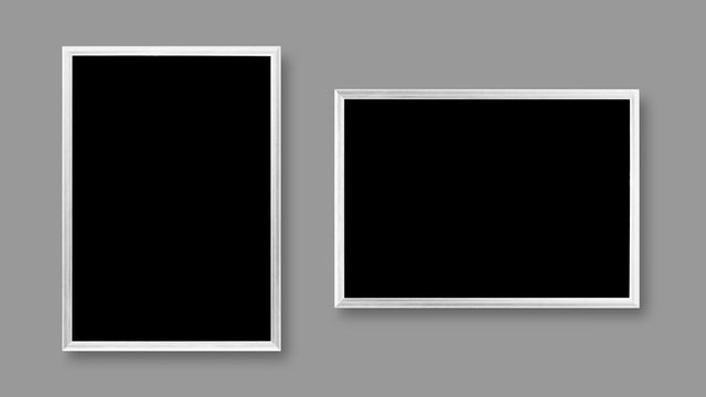 White blank A4 frame. Close up. Isolated on grey background