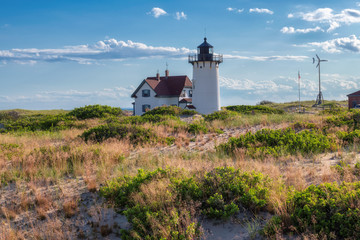 Fototapeta na wymiar Cape Cod Lidhthouse, Race Point light in beach dunes, Massachusetts, USA..