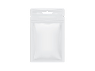 white packaging sachet on white background