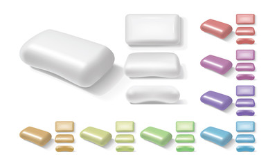 colorful soap from different sides on a white background