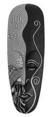 The Carved african wooden mask on the white background