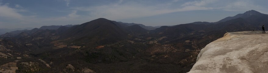 A lanscape of a petrified cascade in Oaxaca, Mexico