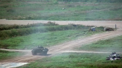 Russian military tank on military exercises in military industry and technology on forum army 2017 Polygon Alabino.