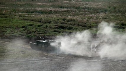 Russian military tank on military exercises in military industry and technology on forum army 2017 Polygon Alabino.
