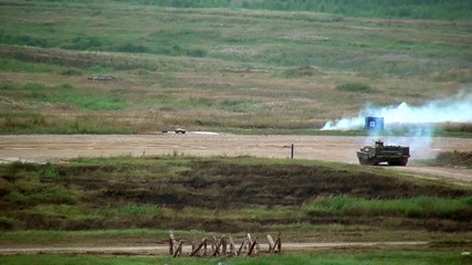 Russian military tank on military exercises in military industry and technology on forum army 2017 Polygon Alabino.