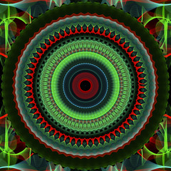 Abstract bright flowing fractal circle mandala design