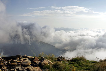 Clouds and fog over Carpathian mountains> Pip Ivan  2028m.