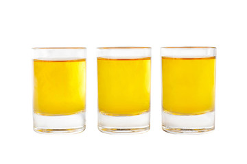 Summer yellow cocktail on isolated white background