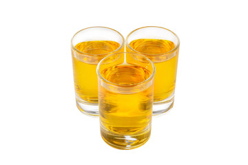 Summer yellow cocktail on isolated white background