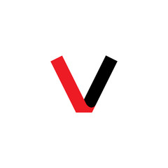 letter v simple loop 3d flat logo vector