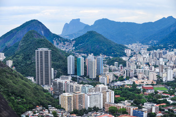 Naklejka premium Aerial view of districts of Rio de Janeiro, Brazil