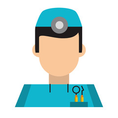 Dentist with tools avatar profile isolated