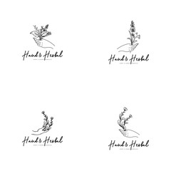 Vintage herbs logo in black and white