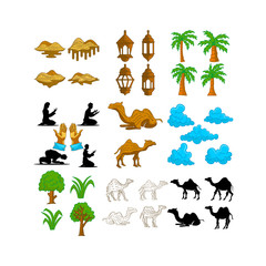 Islamic Set Design Graphic Template Vector