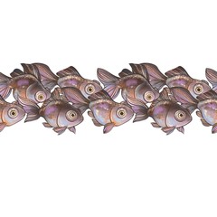Seamless decorative border with goldfish - telescope eyes