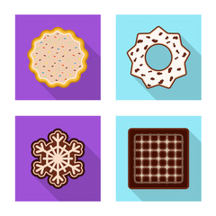 Vector illustration of biscuit and bake logo. Collection of biscuit and chocolate stock vector illustration.
