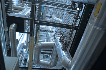 Industrial Steel pipelines, valves, cables and walkways