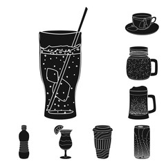 Vector design of drink and bar icon. Set of drink and party stock vector illustration.