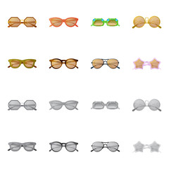 Vector design of glasses and sunglasses icon. Collection of glasses and accessory vector icon for stock.