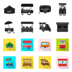 Vector illustration of market and exterior icon. Set of market and food vector icon for stock.