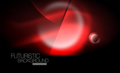 Blurred neon glowing round shapes, abstract circles and lights