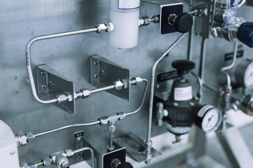 The system of thin piping, sensors and various regulators. Gas equipment control system