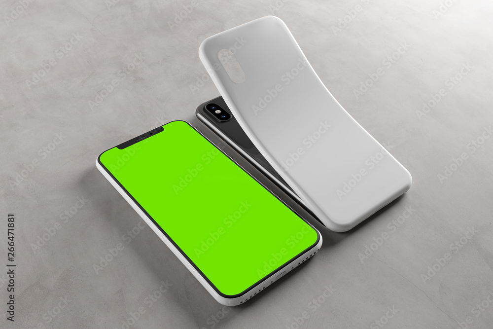 Poster smartphone screen and case mockup - 3d rendering