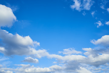 Naklejka na ściany i meble wide angle beautiful white clouds and blue sky