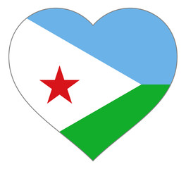 flag in heart vector illustration sign. Flag in the shape of Heart with contrasting contour, symbol of love for his country or valentine day, patriotism.