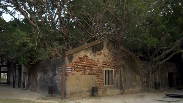 Abandoned Brick House Overgrown With Trees - Anping Tree House in Tainan, Taiwan - December 2018