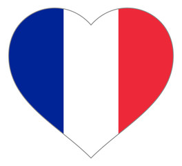 flag in heart vector illustration sign. Flag in the shape of Heart with contrasting contour, symbol of love for his country or valentine day, patriotism.