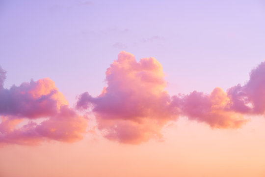wide angle beautiful romantic purple sunset sky