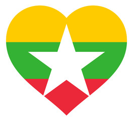 flag in heart vector illustration sign. Flag in the shape of Heart with contrasting contour, symbol of love for his country or valentine day, patriotism.