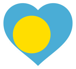 flag in heart vector illustration sign. Flag in the shape of Heart with contrasting contour, symbol of love for his country or valentine day, patriotism.