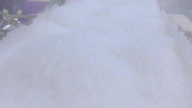 A boiling layer of silica gel in a dryer.