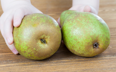 green pears,