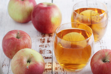 Glasses with apple juice