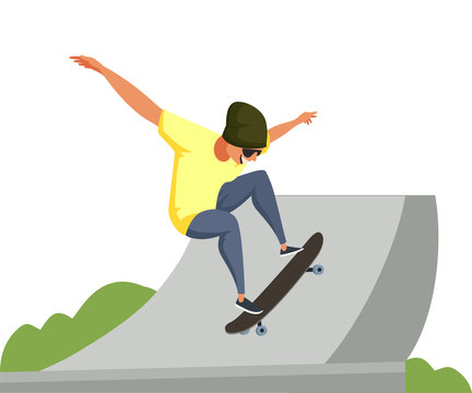 Skateboard sport flat vector illustration