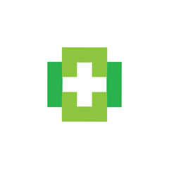 linked simple square geometric plus medical logo vector