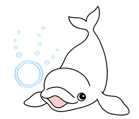 シロイルカ ベルーガ バブルリング イラスト