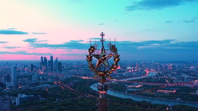 Breathtaking aerial video of Moscow State University at Sparrow Hills, made with drone